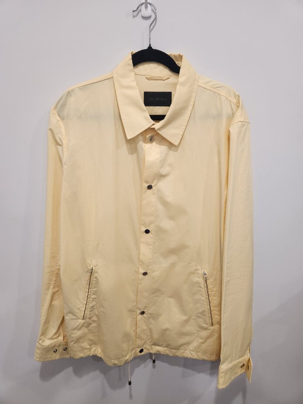 Saks Fifth Avenue Men's Solid Pale Yellow Snap Front Coaches Jacket Italy NWT XL